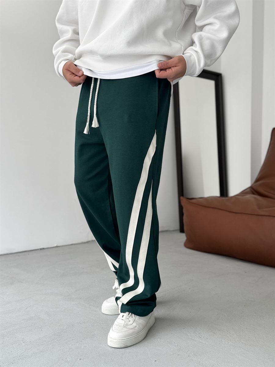 Pantalon Baggy A Bandes - VERT