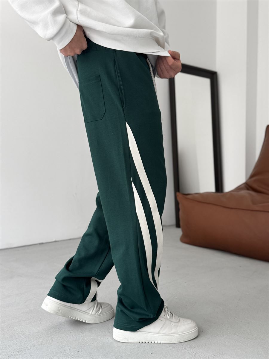 Pantalon Baggy A Bandes - VERT