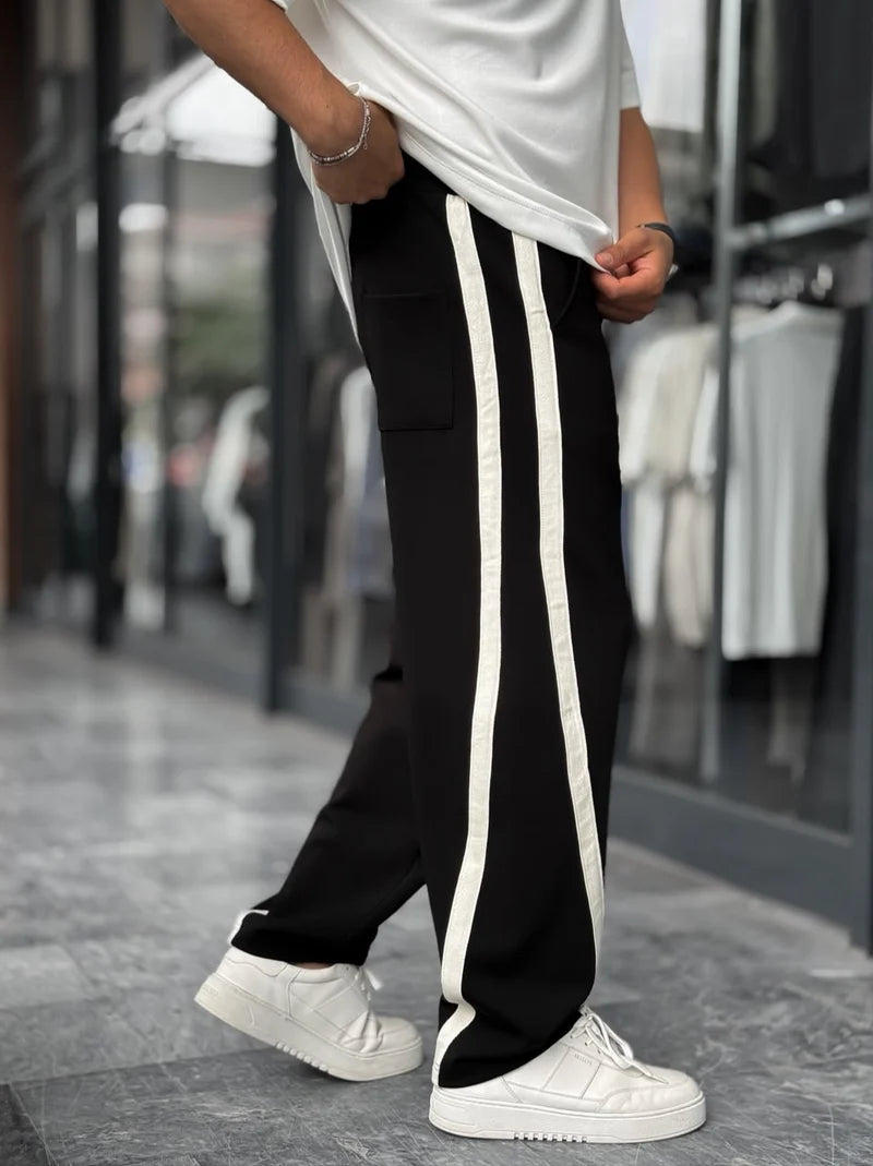 Pantalon Baggy A Bandes - NOIR