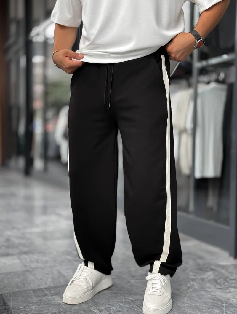 Pantalon Baggy A Bandes - NOIR