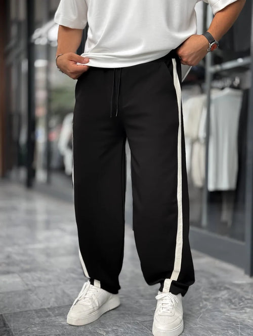 Pantalon Baggy A Bandes - NOIR